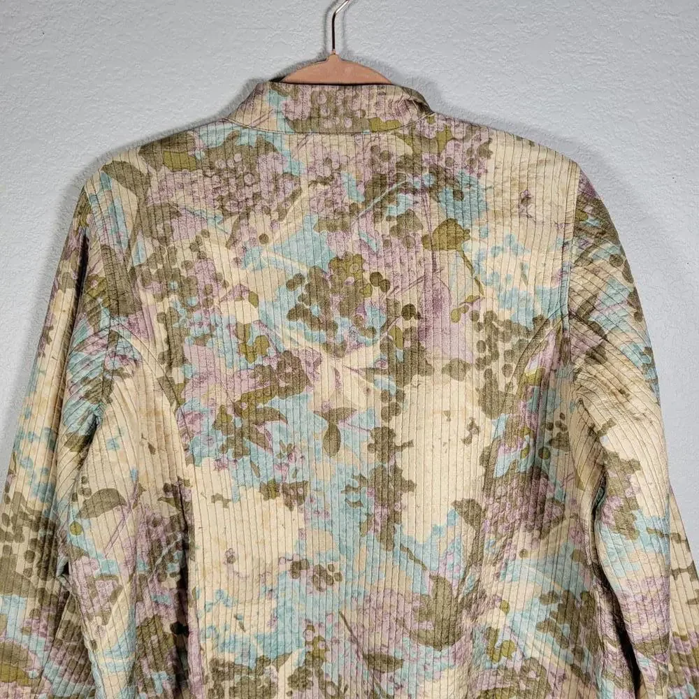 Soft by Avenue Beige Floral Silk Quilted Lightweight Jacket Women Size 14/16 - Picture 7 of 10